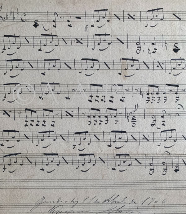 Parte de O Salutaris de Verissimo Gloria escrito em Jundiaí no início do século XX. Pesquisas de A.A.Bispo. Copyright