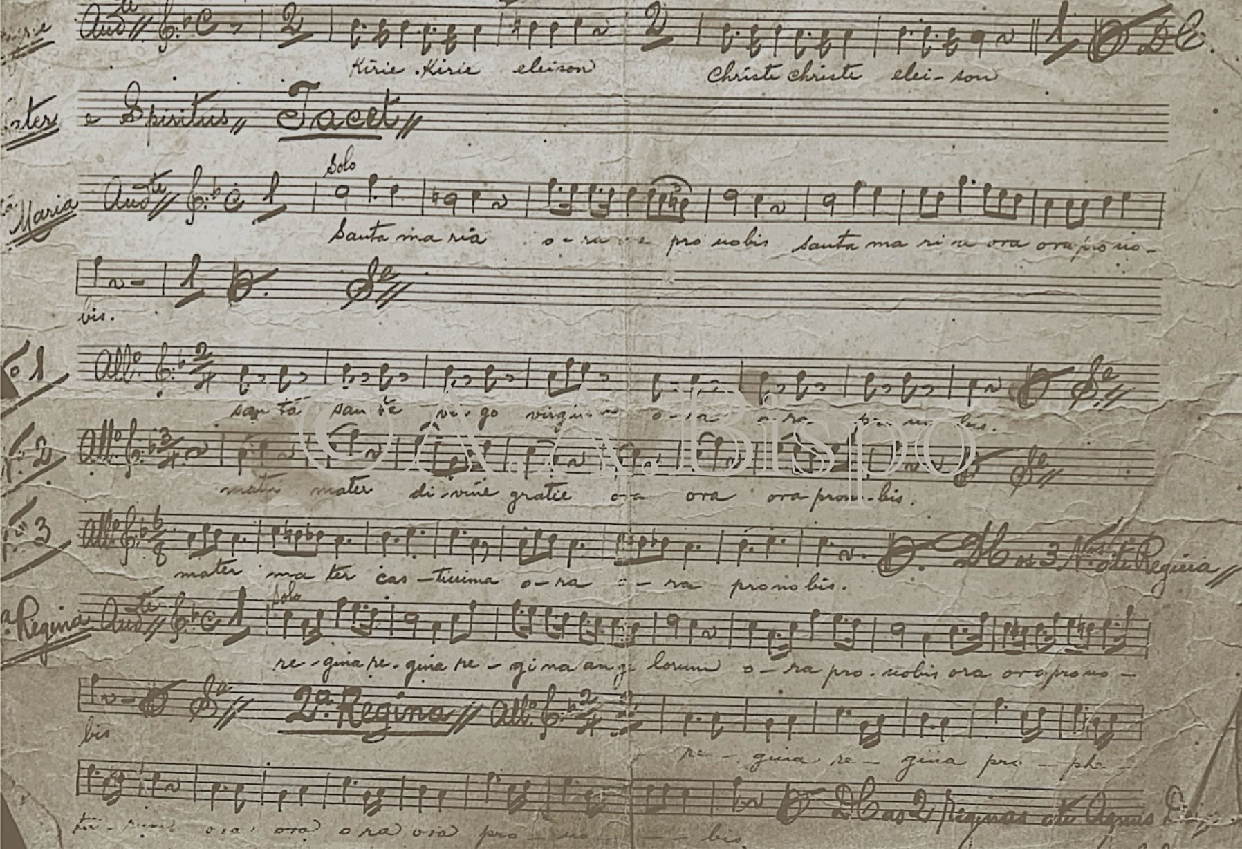 Ladainha composta por Verissimo Gloria, tradicional em atos devocionais e novenas de irmandades como a de Nossa Senhora dos Remédios em São Paulo. Pesquisas de A.A.Bispo da década de 1960